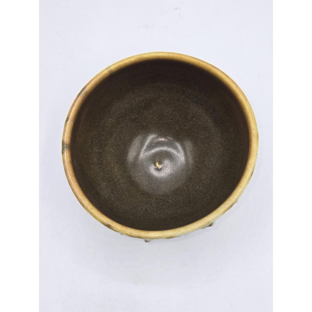 Studio Pottery Bowl Brown Drip Glaze Stoneware Pedestal Foot Mid Century Style - Picture 6 of 8